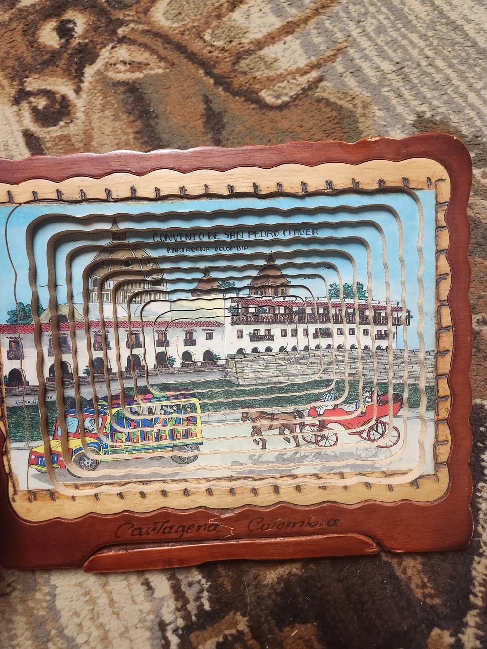 Cartagena Colombian Collapsible Decorative Wooden Basket  Multicolor